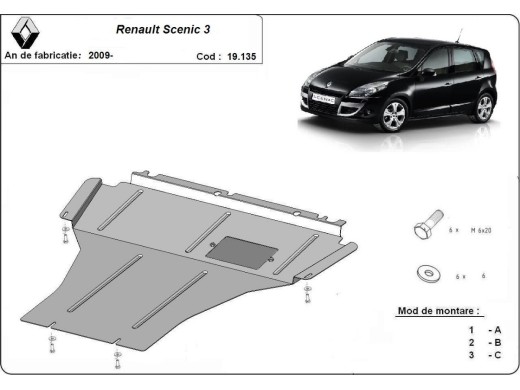 Ocelový kryt motoru Renault Scenic 3 (2009-2015)Renault Scenic