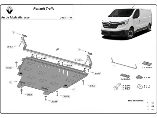 Ocelový kryt motoru Renault Trafic (2022-2025)Renault Trafic