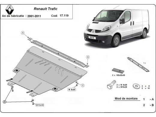 Ocelový kryt motoru Renault Trafic (2001-2011)Renault Trafic