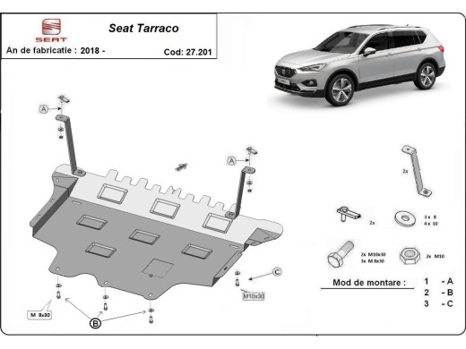 Ocelový kryt motoru Seat Tarraco (2018-2024)Seat Tarraco