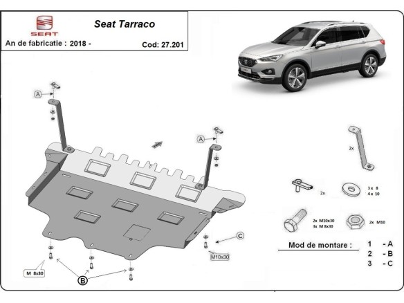 Ocelový kryt motoru Seat Tarraco (2018-2024)Seat Tarraco