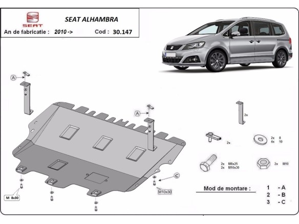 Ocelový kryt motoru Seat Alhambra (2010-2020)Seat Alhambra