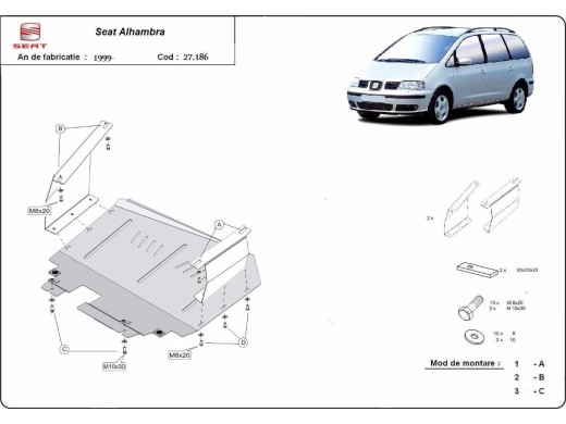 Ocelový kryt motoru Seat Alhambra (1999-2010)Seat Alhambra