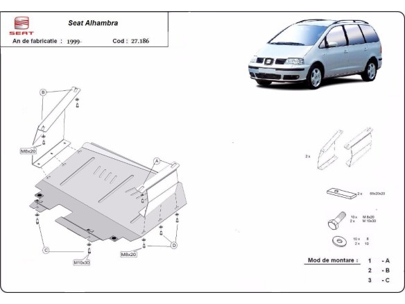 Ocelový kryt motoru Seat Alhambra (1999-2010)Seat Alhambra