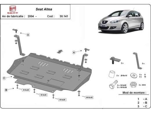 Ocelový kryt motoru Seat Altea (2006-2015)Seat Altea