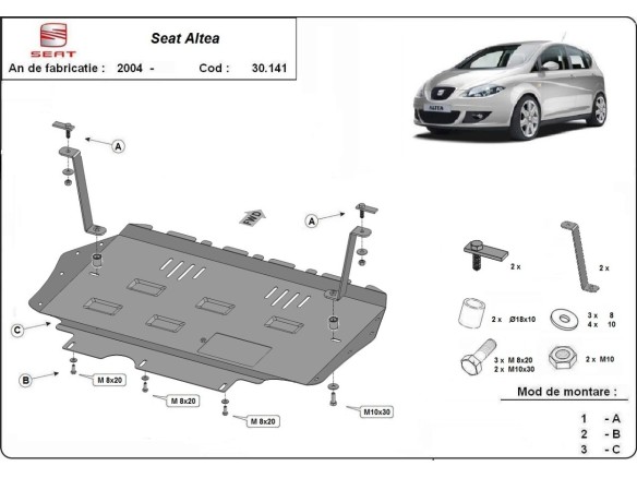 Ocelový kryt motoru Seat Altea (2006-2015)Seat Altea