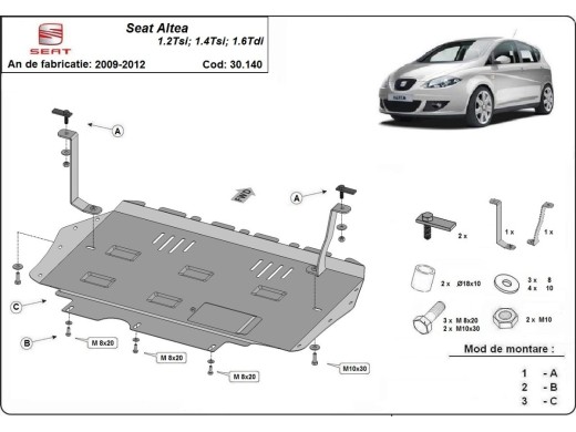 Ocelový kryt motoru Seat Altea (2010-2015)Seat Altea