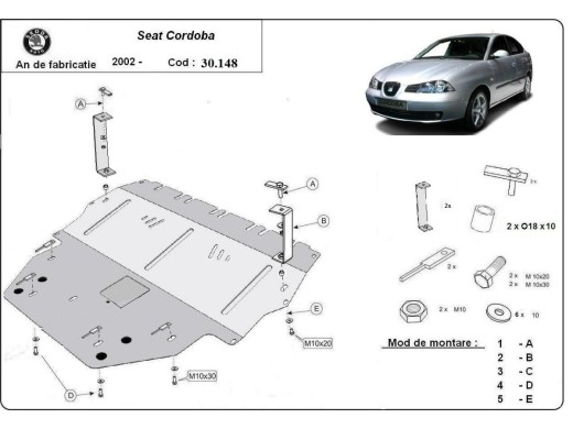 Ocelový kryt motoru Seat Cordoba Diesel (2002-2010)Seat Cordoba