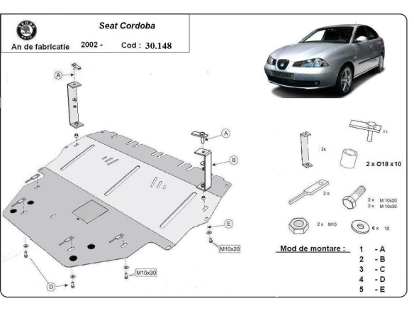 Ocelový kryt motoru Seat Cordoba Diesel (2002-2010)Seat Cordoba