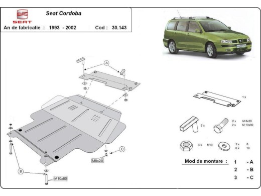 Ocelový kryt motoru Seat Cordoba (1993-2001)Seat Cordoba