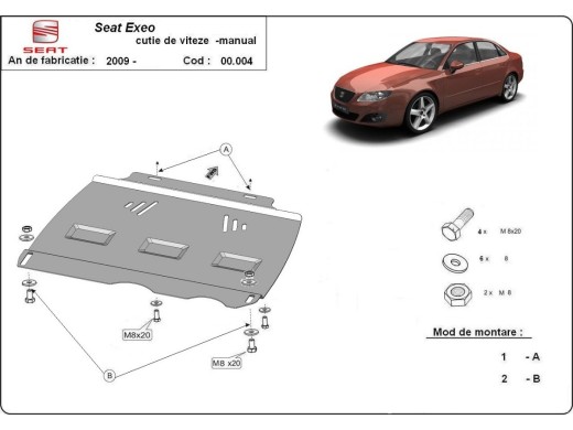 Ocelový kryt převodovky Manuální Seat Exeo (2008-2013)Seat Exeo