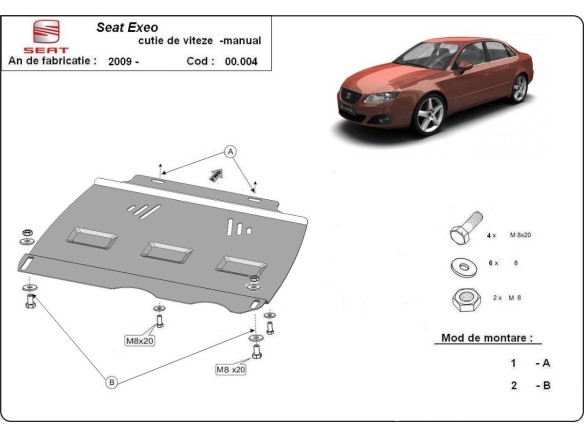 Ocelový kryt převodovky Manuální Seat Exeo (2008-2013)Seat Exeo