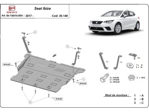 Ocelový kryt motoru Seat Ibiza (2017-2025)Seat Ibiza