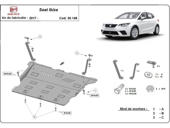 Ocelový kryt motoru Seat Ibiza (2017-2025)Seat Ibiza