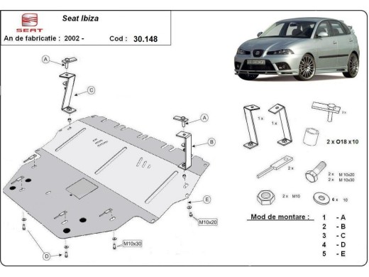 Ocelový kryt motoru Seat Ibiza Diesel (2002-2017)Seat Ibiza