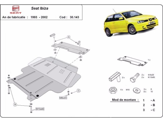 Ocelový kryt motoru Seat Ibiza (1993-2002)Seat Ibiza
