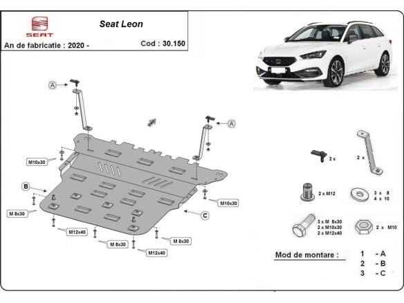 Ocelový kryt motoru Seat Leon (2020-2025)Seat Leon