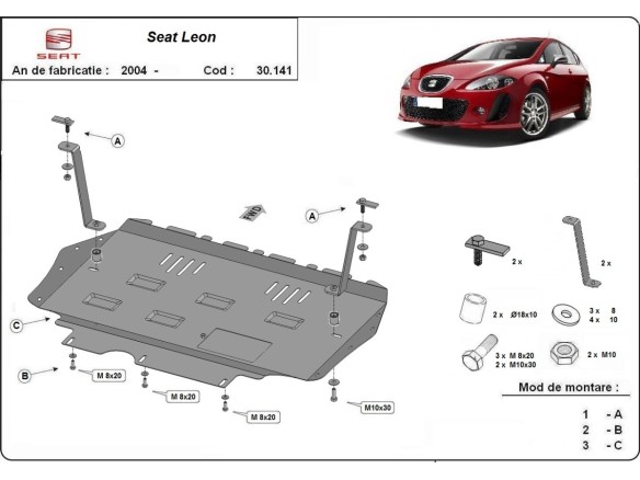 Ocelový kryt motoru Seat Leon 2 (2005-2010)Seat Leon