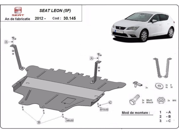 Ocelový kryt motoru Seat Leon (2012-2020)Seat Leon