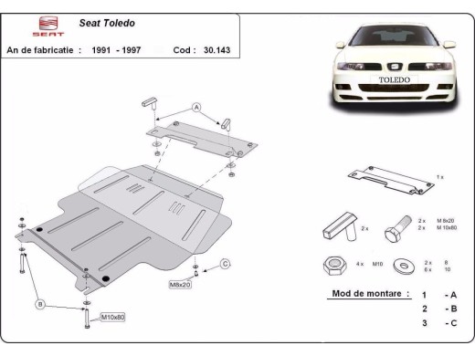 Ocelový kryt motoru Seat Toledo 1 (1991-1998)Seat Toledo