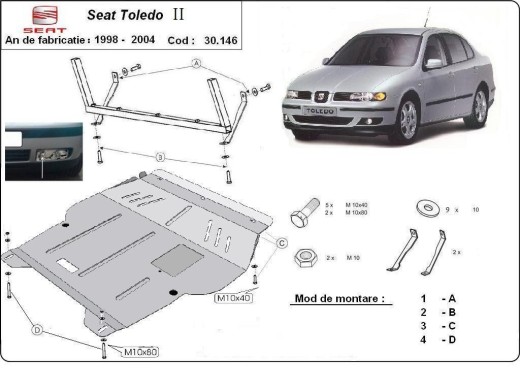 Ocelový kryt motoru Seat Toledo 2 (1998-2004)Seat Toledo