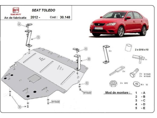 Ocelový kryt motoru Seat Toledo 4 (2012-2019)Seat Toledo