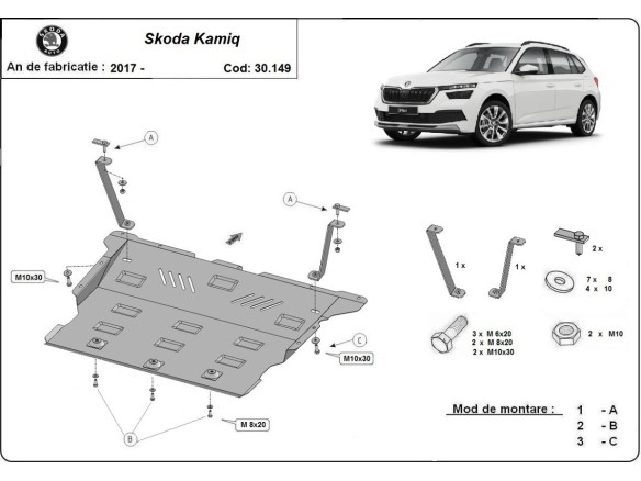 Ocelový kryt motoru Skoda Kamiq (2019-2025)Skoda Kamiq