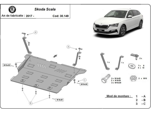 Ocelový kryt motoru Skoda Scala (2019-2025)Skoda Scala