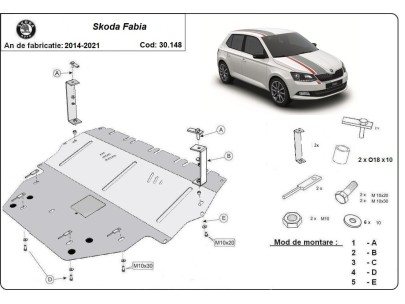 Ocelový kryt motoru Skoda Fabia 3 Diesel (2015-2021) 2