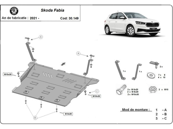 Ocelový kryt motoru Skoda Fabia (2021-2025)Skoda Fabia