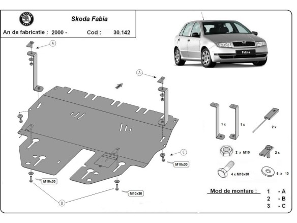 Ocelový kryt motoru Skoda Fabia 1 (1999-2007)Skoda Fabia