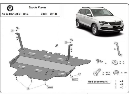 Ocelový kryt motoru Skoda Karoq - Manuální (2017-2025)Skoda Karoq
