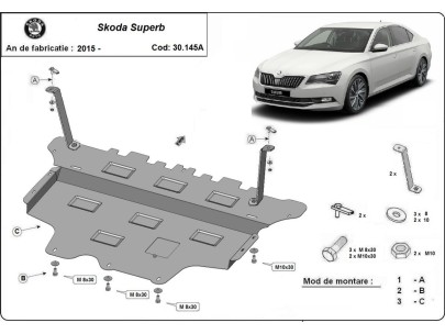 Ocelový kryt motoru Skoda Superb - Automatická převodovka (2015-2024) 2