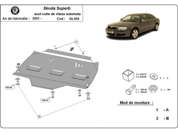 Ocelový kryt převodovky automat Skoda Superb (2001-2008)Skoda Superb