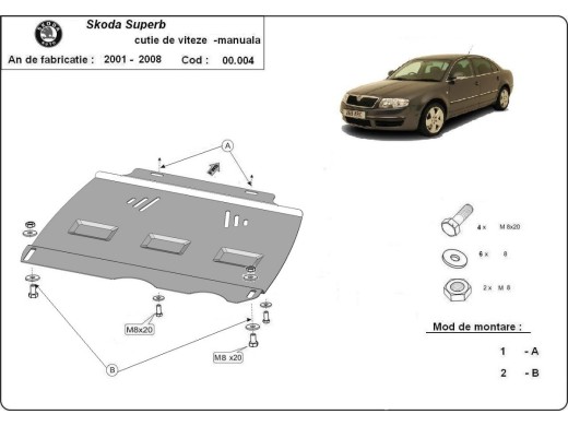 Ocelový kryt převodovky Manuální Skoda Superb (2001-2008)Skoda Superb