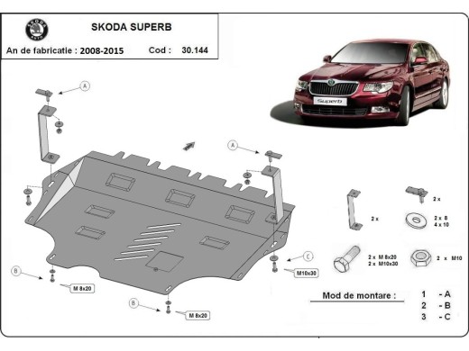 Ocelový kryt motoru Skoda Superb (2008-2015)Skoda Superb