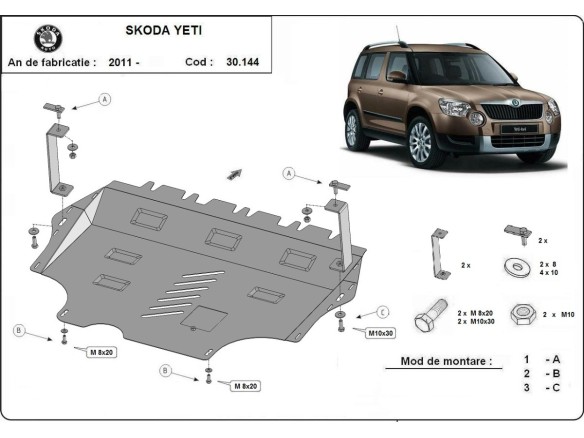 Ocelový kryt motoru Skoda Yeti (2011-2017)Skoda Yeti