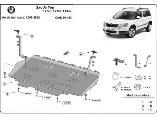 Ocelový kryt motoru Skoda Yeti (2009-2012)Skoda Yeti