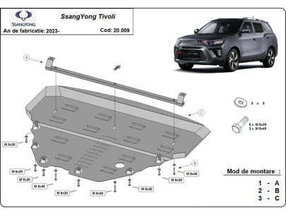 Ocelový kryt motoru SsangYong Tivoli (2023-2025) 2