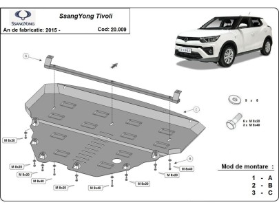 Ocelový kryt motoru SsangYong Tivoli (2015-2023) 2