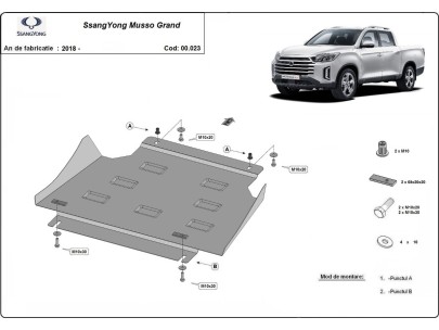 Ocelový kryt převodovky Ssangyong Musso Grand (2018-2026) 2