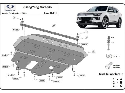 Ocelový kryt motoru SsangYong Korando (2019-2026)