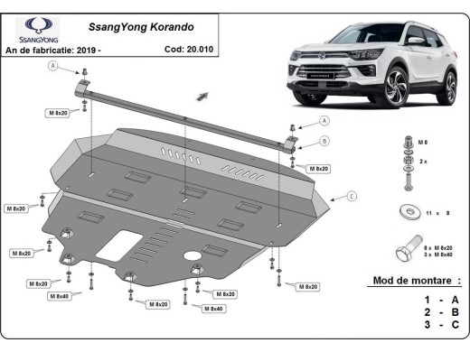 Ocelový kryt motoru SsangYong Korando (2019-2025)SsangYong Korando