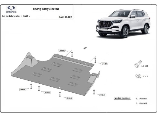Ocelový kryt převodovky SsangYong Rexton (2017-2025)SsangYong Rexton 
