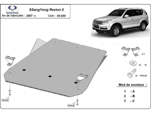 Ocelový kryt převodovky SsangYong Rexton 2 (2007-2017)SsangYong Rexton 
