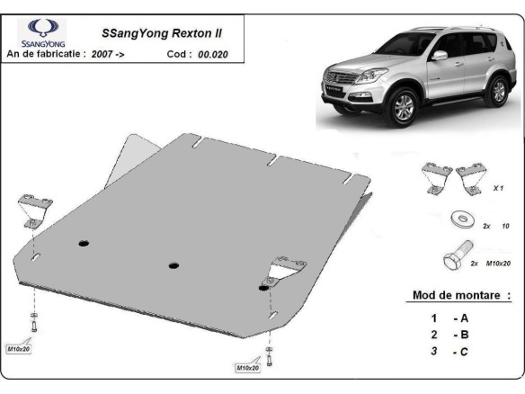 Ocelový kryt převodovky SsangYong Rexton 2 (2007-2017)SsangYong Rexton 