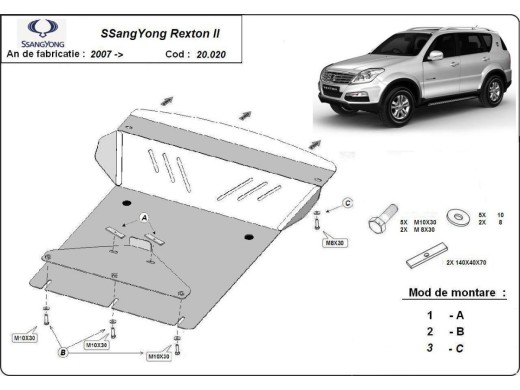 Ocelový kryt motoru SsangYong Rexton 2 (2007-2017)SsangYong Rexton 