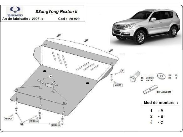 Ocelový kryt motoru SsangYong Rexton 2 (2007-2017)SsangYong Rexton 