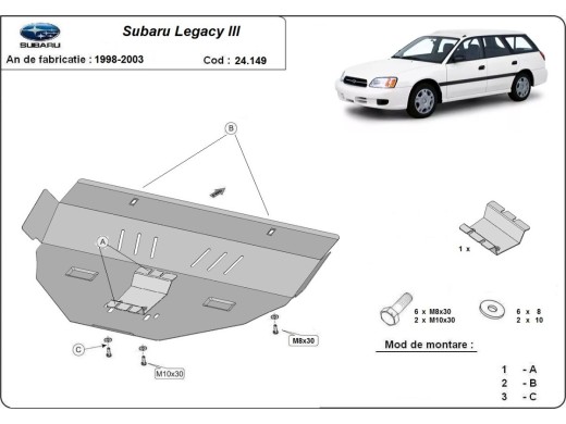 Ocelový kryt motoru Subaru Legacy III (1998-2003)Subaru Legacy