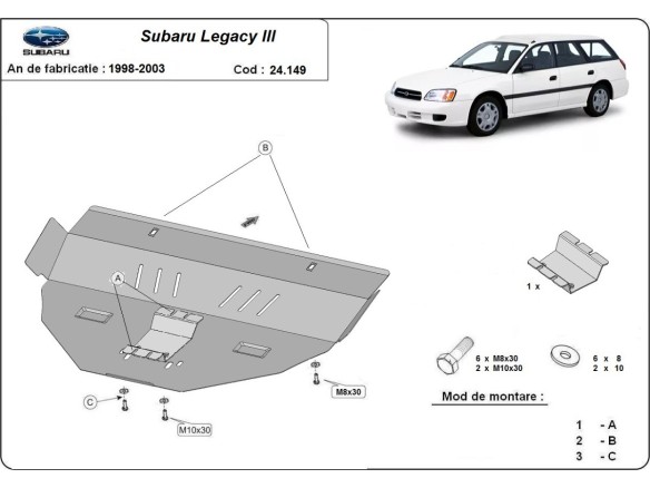 Ocelový kryt motoru Subaru Legacy III (1998-2003)Subaru Legacy
